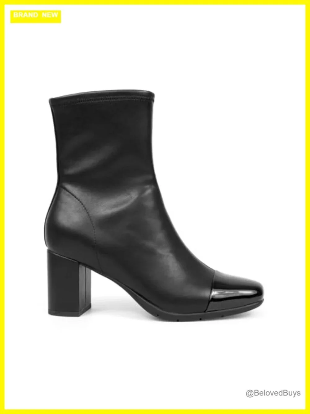 Faux Leather Ankle Boots Block Heel Zip Closure Ortholite Insole